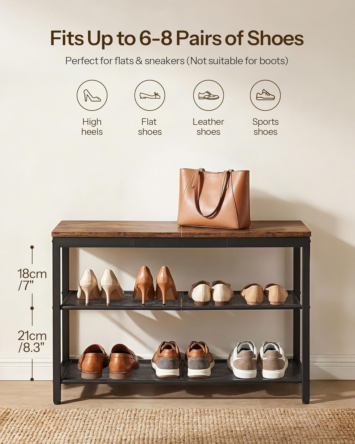 Hardy Place Entryware Rustic Shoe Bench with Mesh Shelves additional product photo