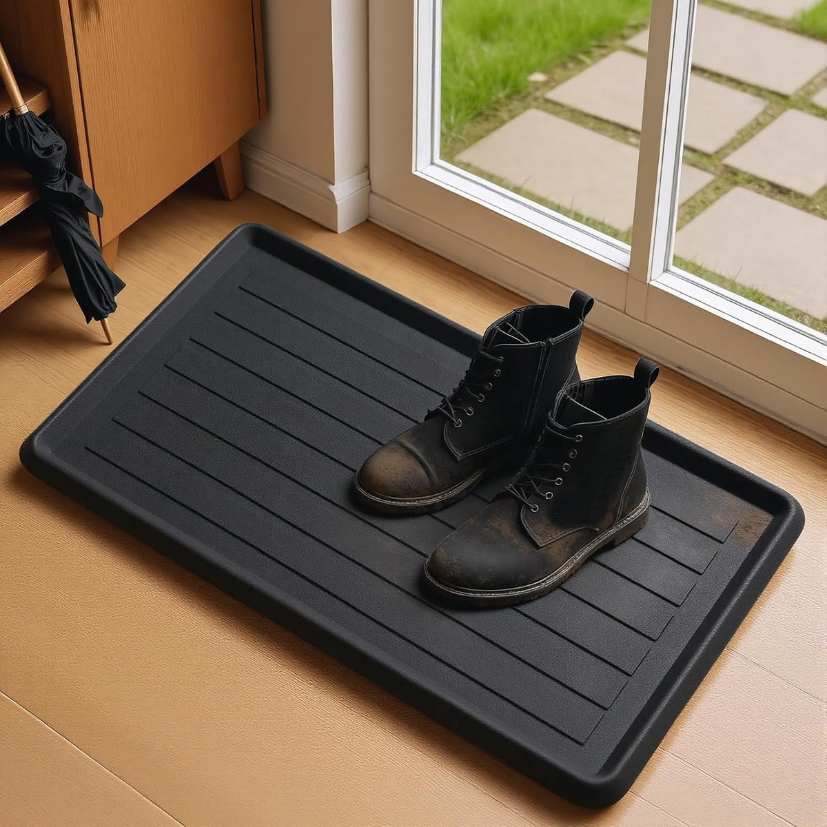 Hardy Place Entryware Ribbed Boot Tray Mat with Rubber Backing studio product photo