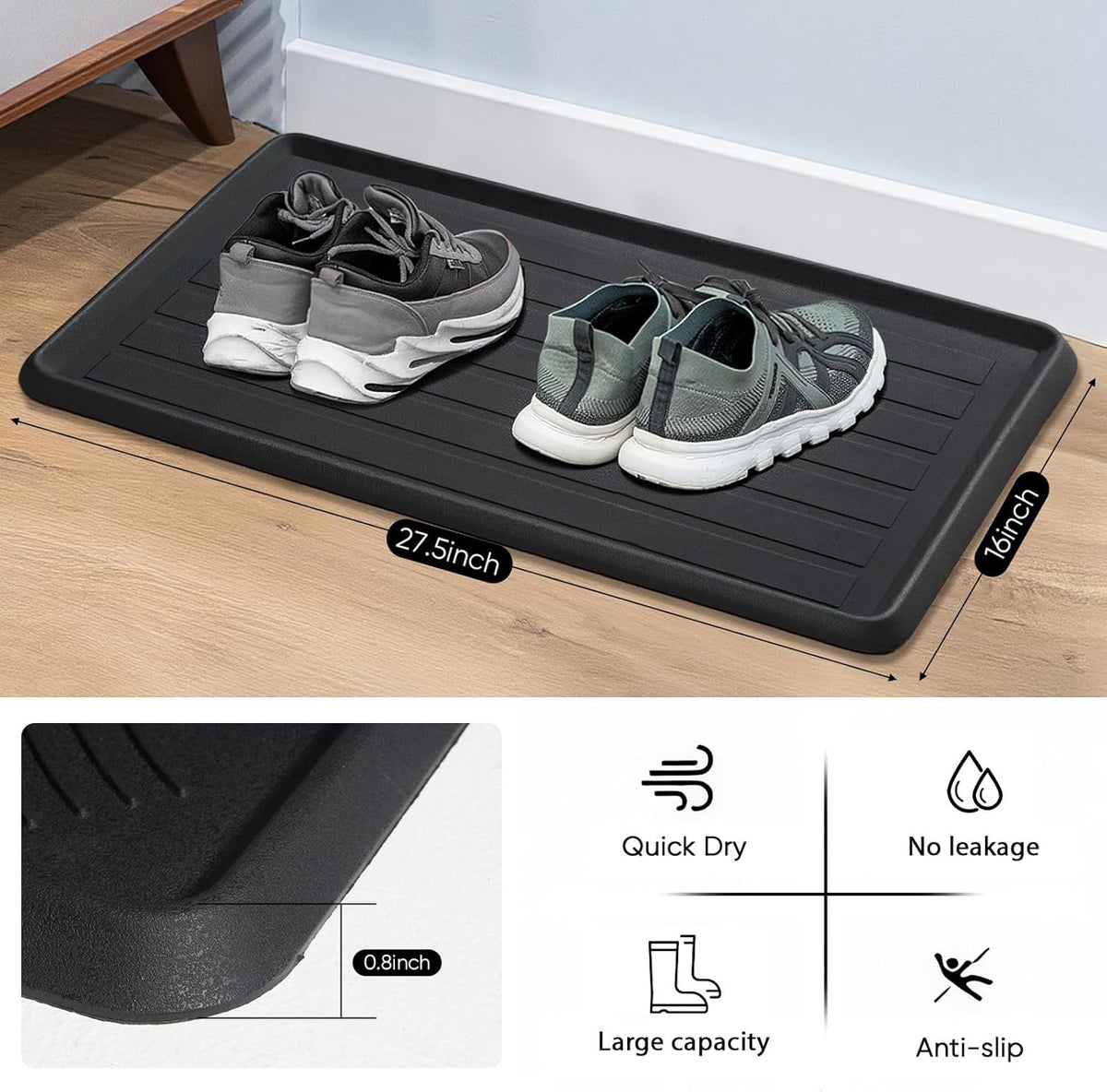 Hardy Place Entryware Ribbed Boot Tray Mat with Rubber Backing additional product photo