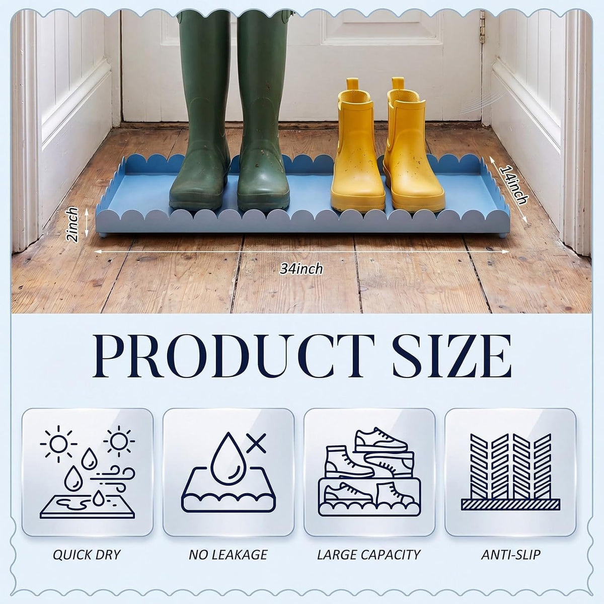 Hardy Place Entryware Scalloped Iron Boot Tray in Blue additional product photo