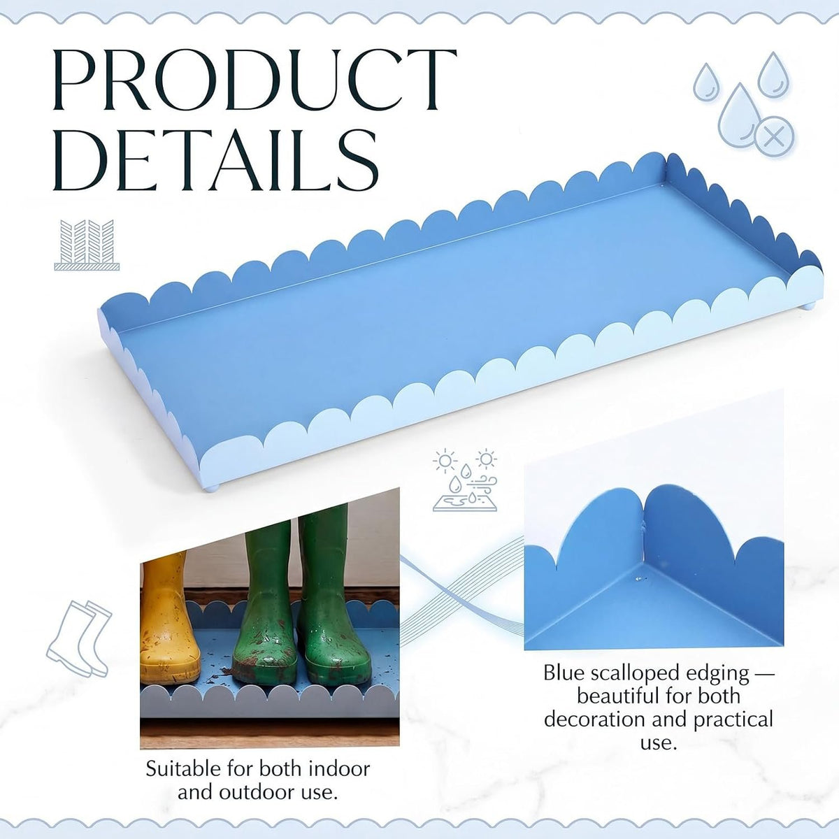 Hardy Place Entryware Scalloped Iron Boot Tray in Blue additional product photo