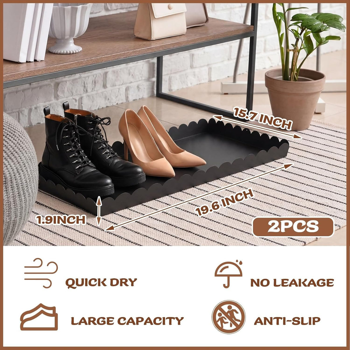 Hardy Place Entryware Scalloped Iron Boot Trays in Black additional product photo