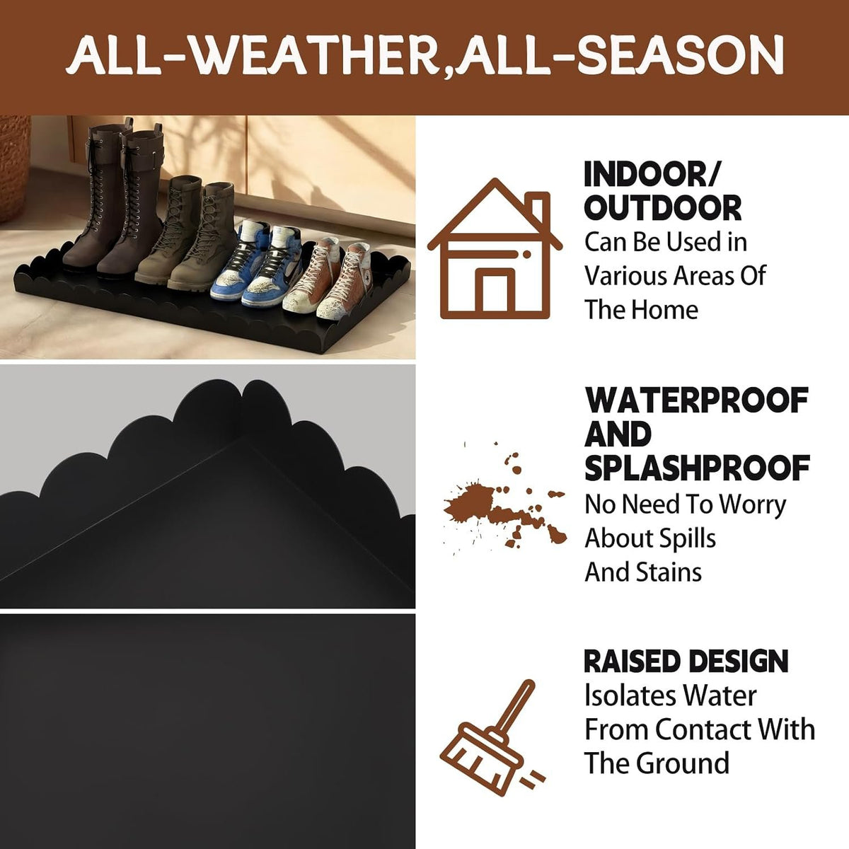 Hardy Place Entryware Scalloped Iron Boot Trays in Black additional product photo