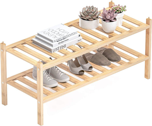 Hardy Place Entryware Bamboo Slatted Shoe Rack studio product photo