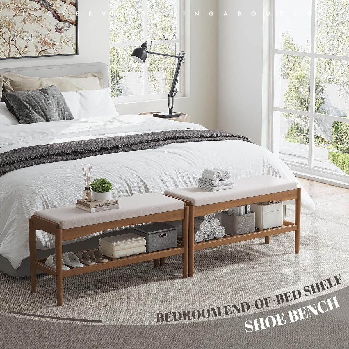 Hardy Place Entryware Bamboo Shoe Bench with Padded Cushion additional product photo