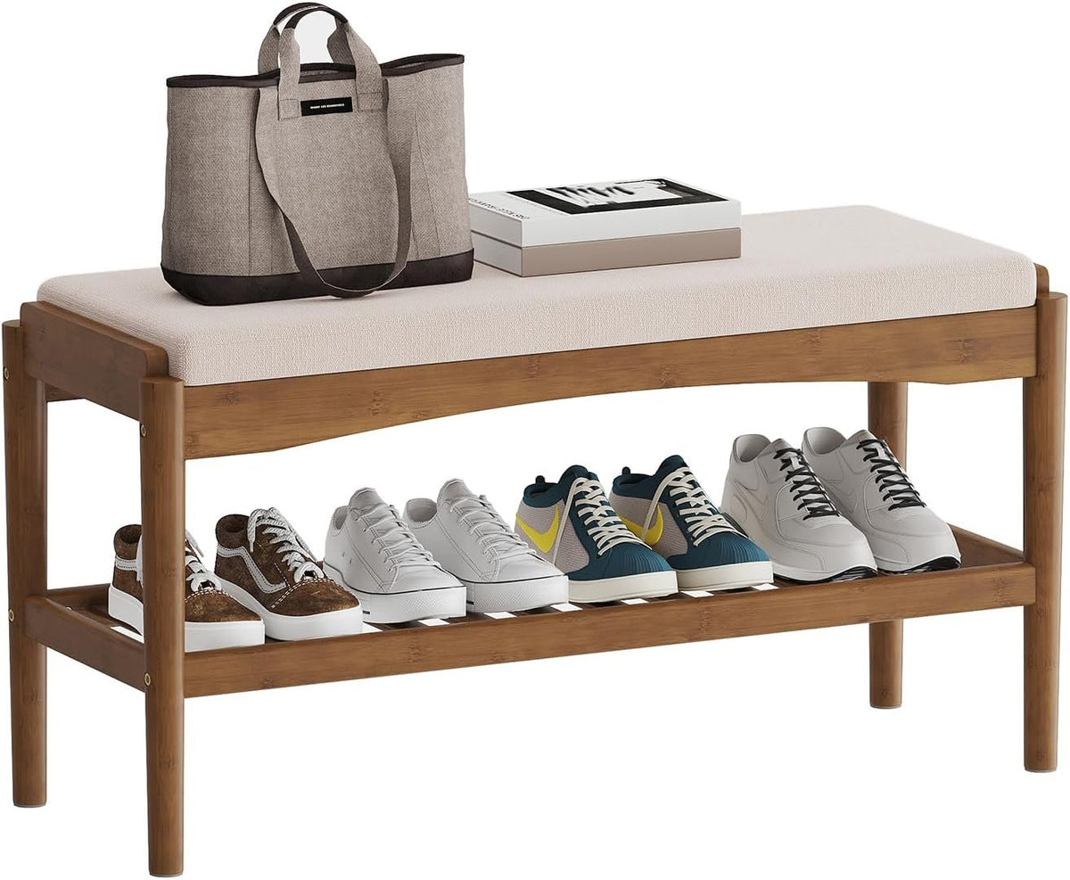Hardy Place Entryware Bamboo Shoe Bench with Padded Cushion additional product photo