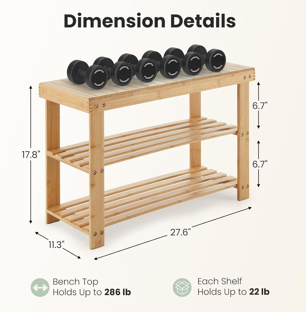 Hardy Place Entryware Light Bamboo Shoe Rack Bench additional product photo
