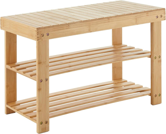 Hardy Place Entryware Light Bamboo Shoe Rack Bench studio product photo