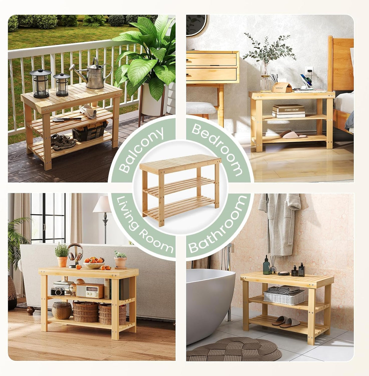 Hardy Place Entryware Light Bamboo Shoe Rack Bench additional product photo