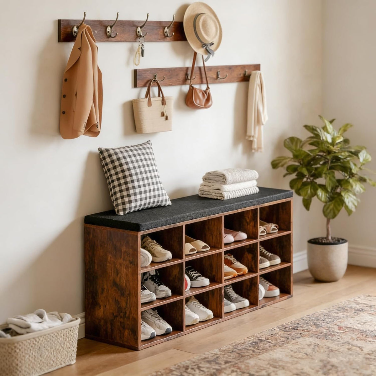 Hardy Place Entryware Cubby Shoe Bench with Wall Coat Racks additional product photo