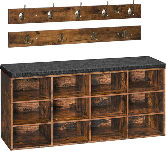 Hardy Place Entryware Cubby Shoe Bench with Wall Coat Racks studio product photo