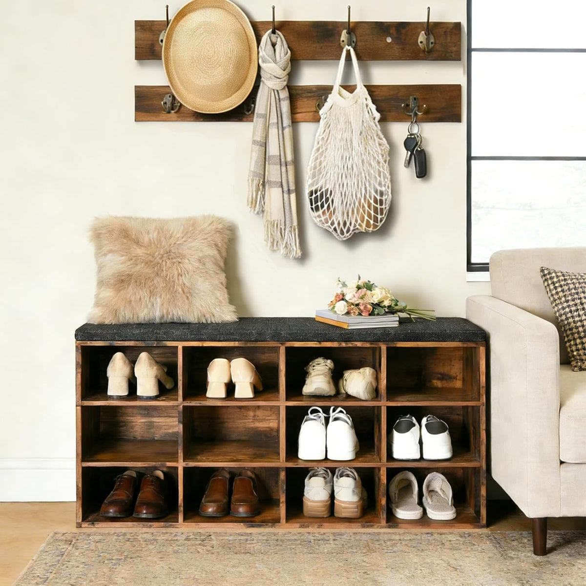 Hardy Place Entryware Cubby Shoe Bench with Wall Coat Racks additional product photo