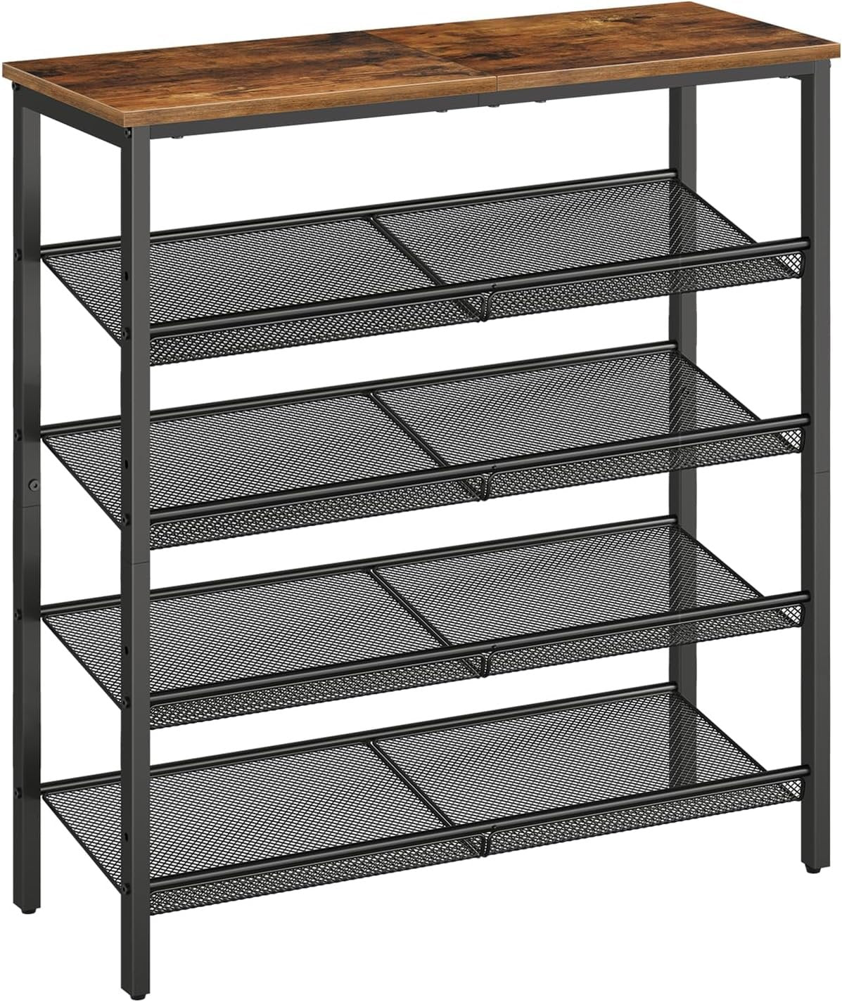 Hardy Place Entryware Rustic Shoe Rack with Tilting Mesh Shelves studio product photo