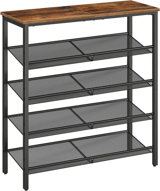 Hardy Place Entryware Rustic Shoe Rack with Tilting Mesh Shelves studio product photo