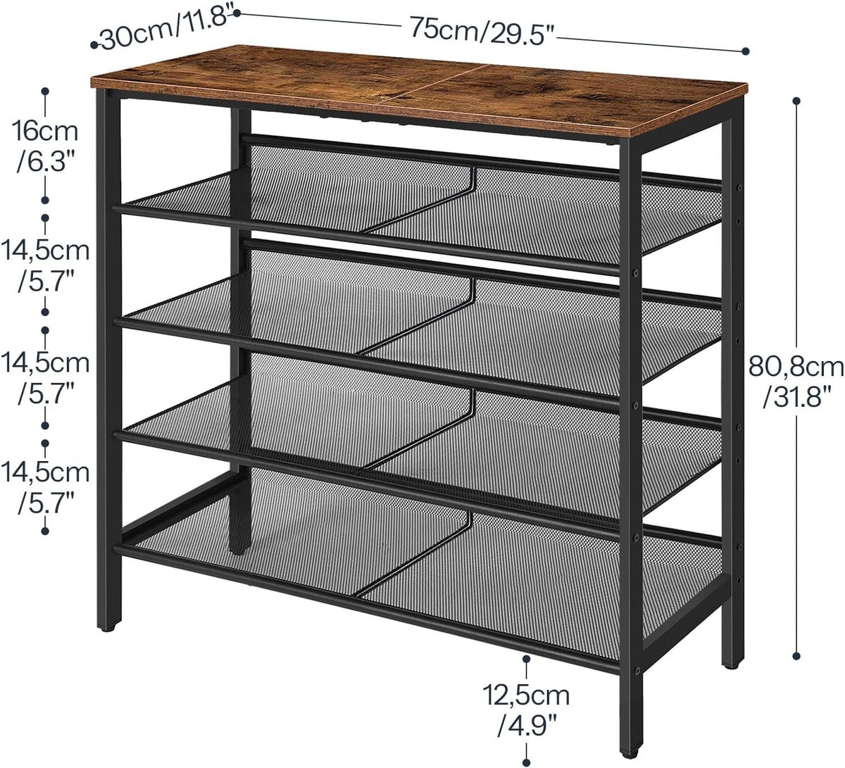 Hardy Place Entryware Rustic Shoe Rack with Tilting Mesh Shelves additional product photo