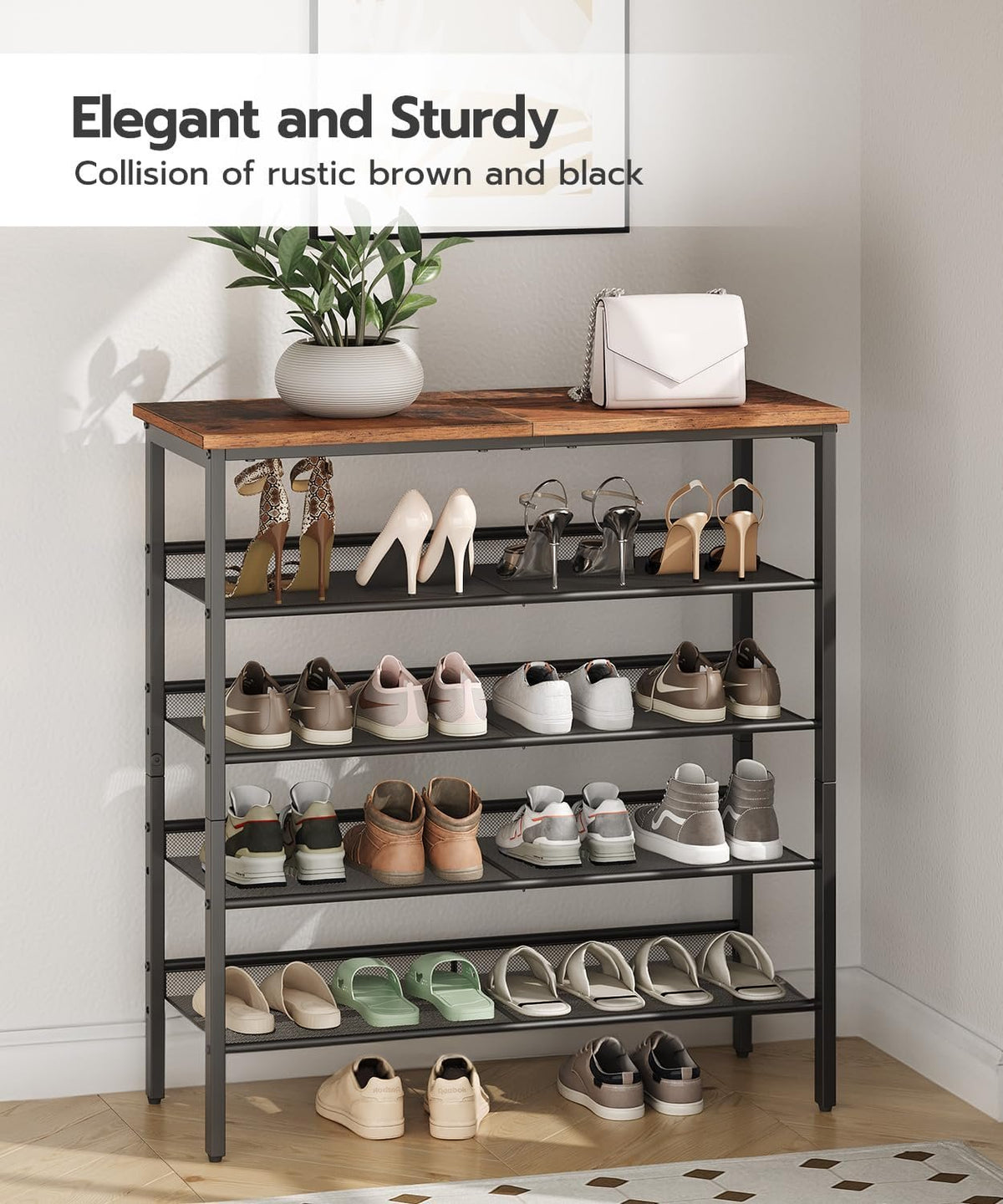 Hardy Place Entryware Rustic Shoe Rack with Tilting Mesh Shelves additional product photo