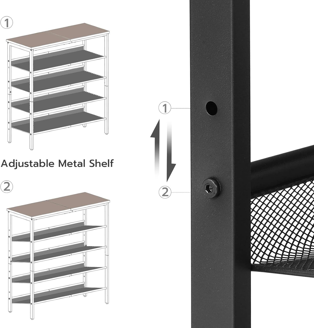 Hardy Place Entryware Rustic Shoe Rack with Tilting Mesh Shelves additional product photo