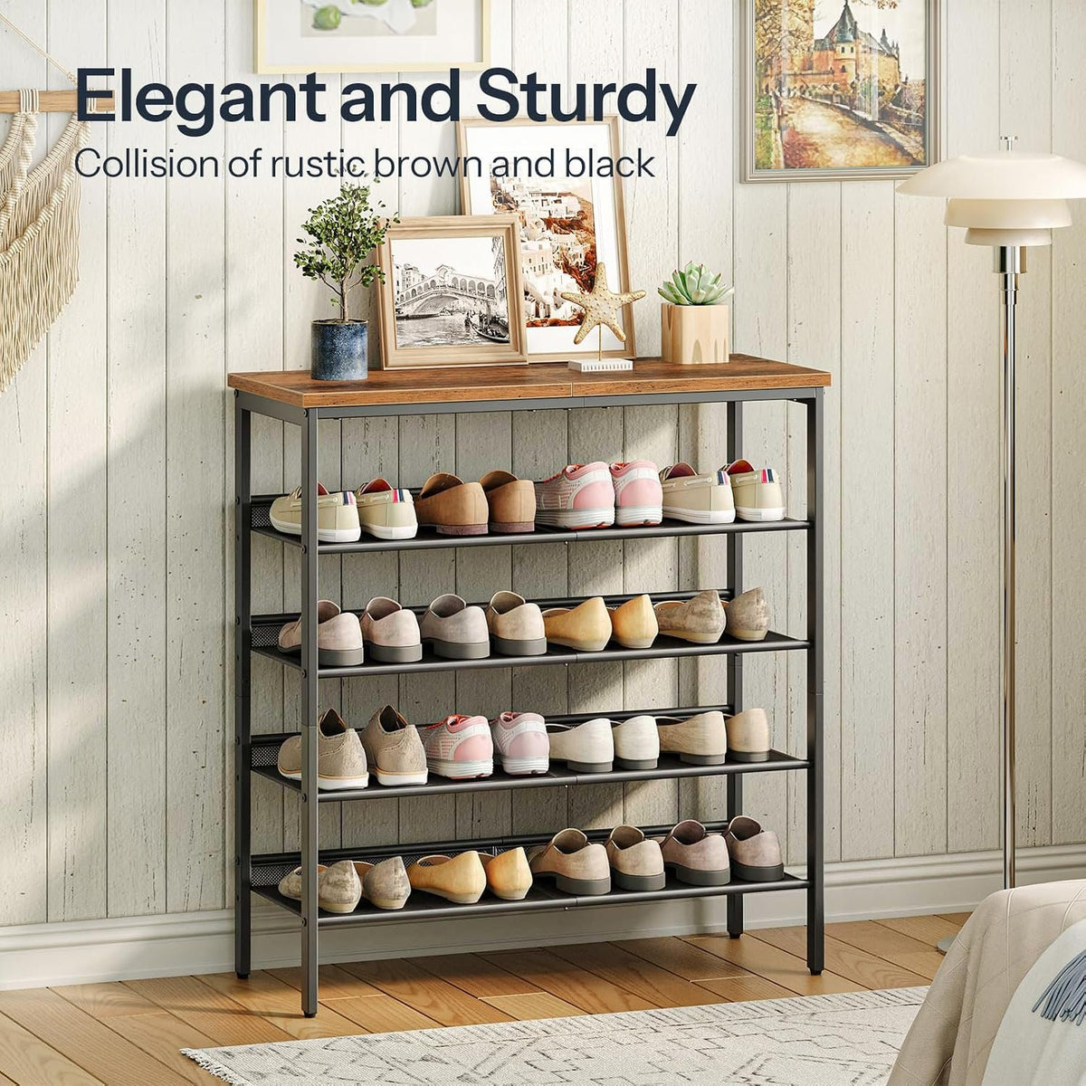 Hardy Place Entryware Rustic Shoe Rack with Tilting Mesh Shelves additional product photo