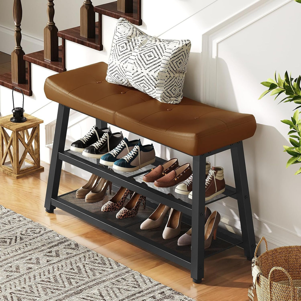 Hardy Place Entryware Upholstered Faux Leather Shoe Bench additional product photo