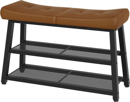 Hardy Place Entryware Upholstered Faux Leather Shoe Bench studio product photo