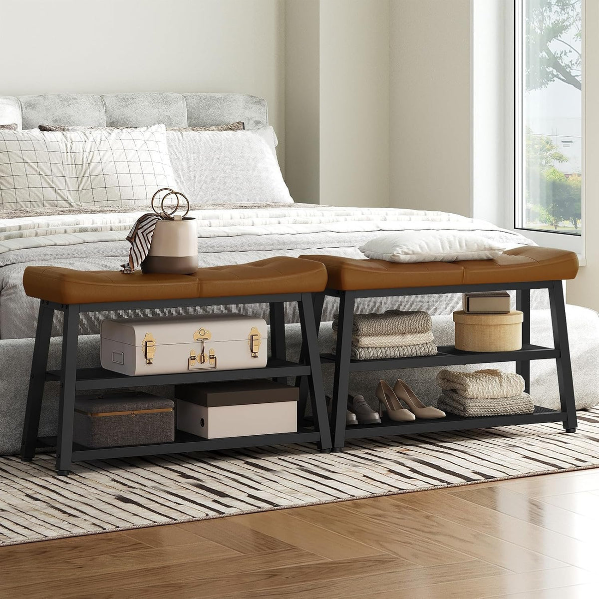 Hardy Place Entryware Upholstered Faux Leather Shoe Bench additional product photo