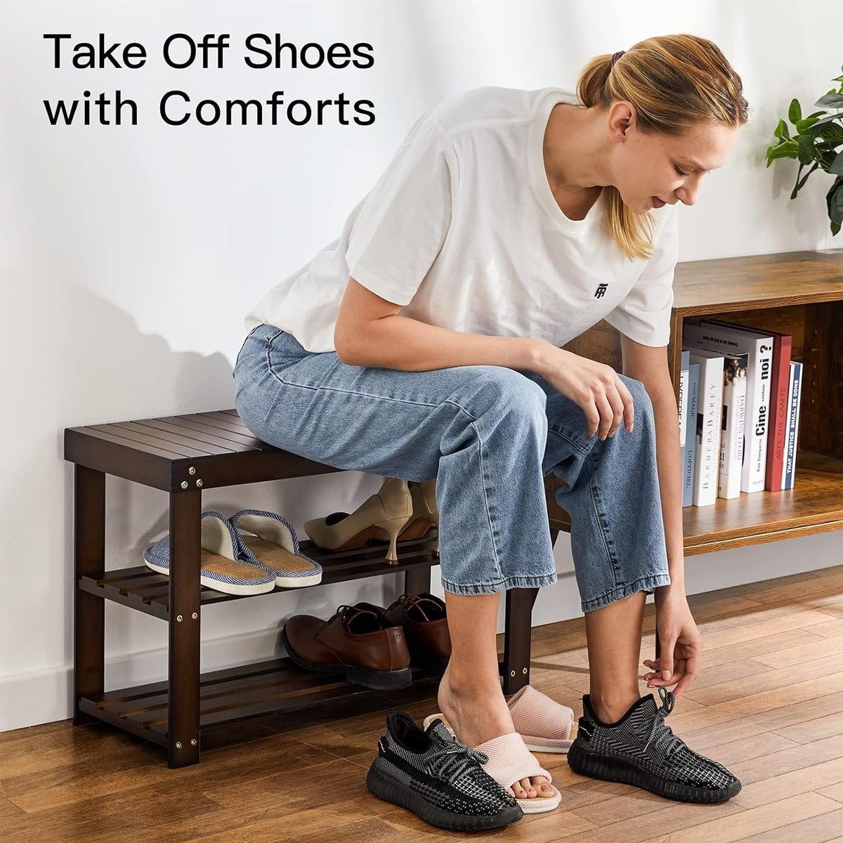 Hardy Place Entryware Espresso Bamboo Shoe Rack Bench additional product photo