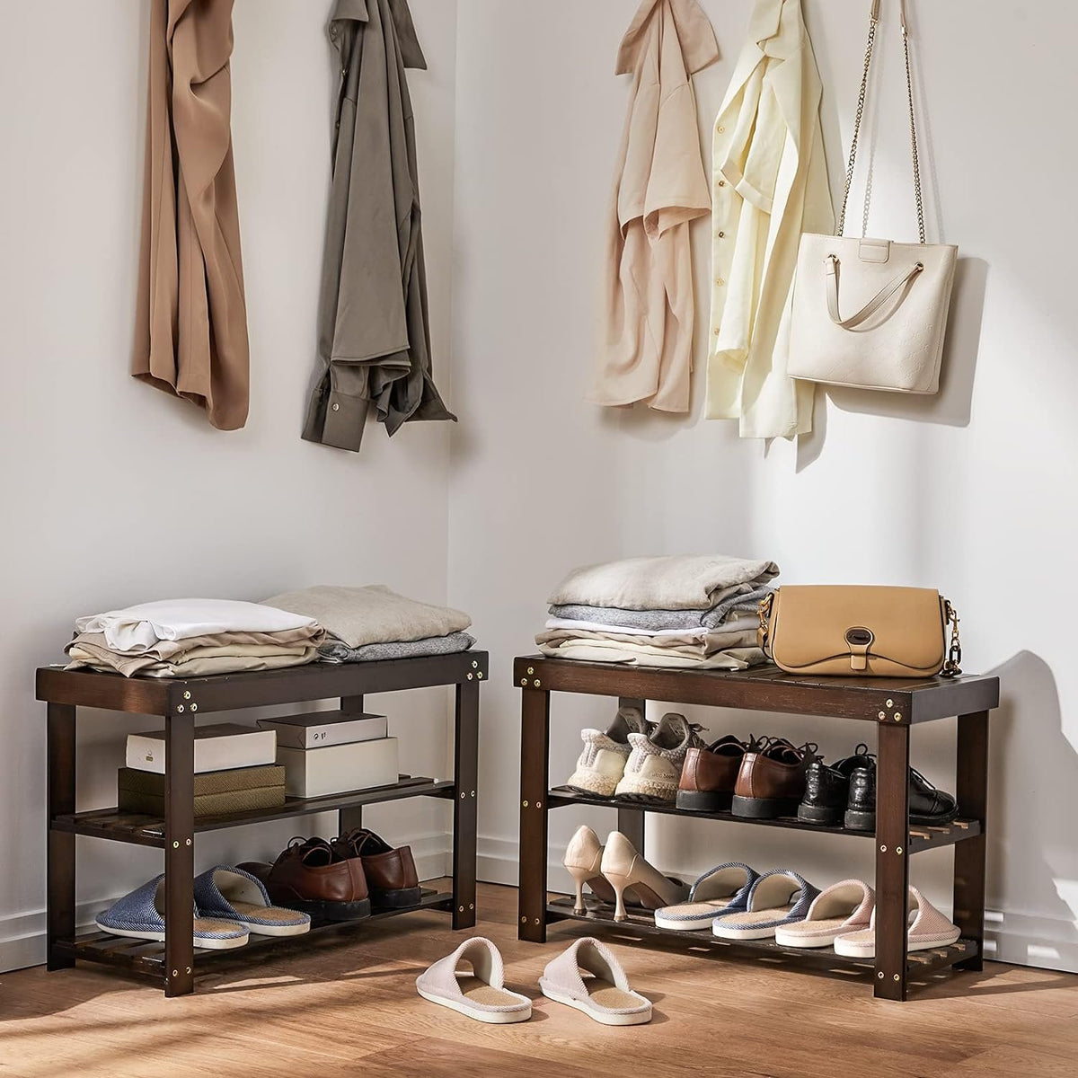 Hardy Place Entryware Espresso Bamboo Shoe Rack Bench additional product photo