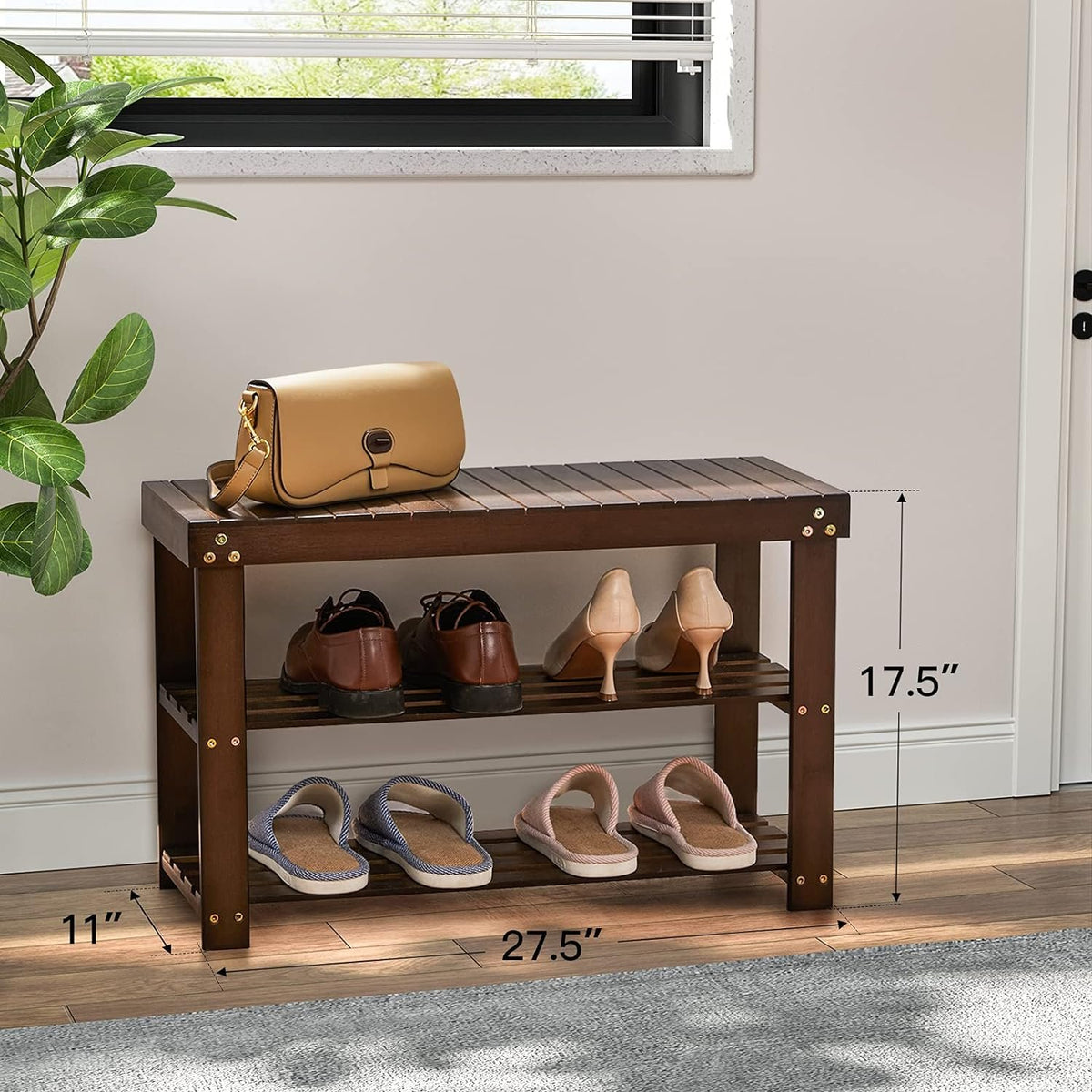 Hardy Place Entryware Espresso Bamboo Shoe Rack Bench additional product photo
