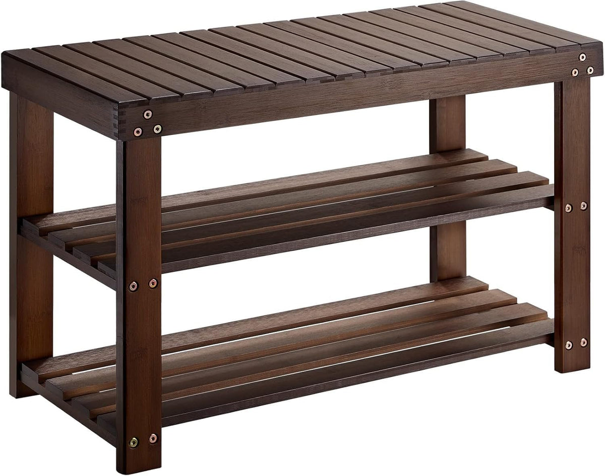 Hardy Place Entryware Espresso Bamboo Shoe Rack Bench studio product photo