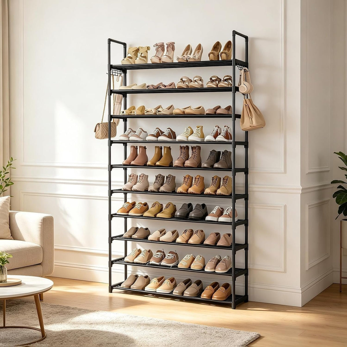 Hardy Place Entryware Tall Metal Shoe Rack with Side Hooks additional product photo