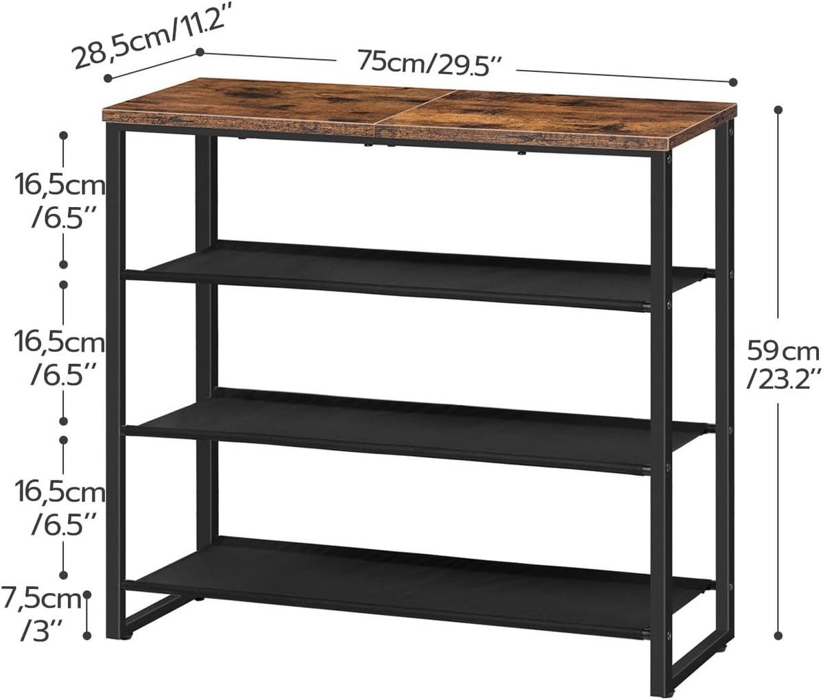 Hardy Place Entryware Shoe Rack with Fabric Shelves and Brown Top additional product photo