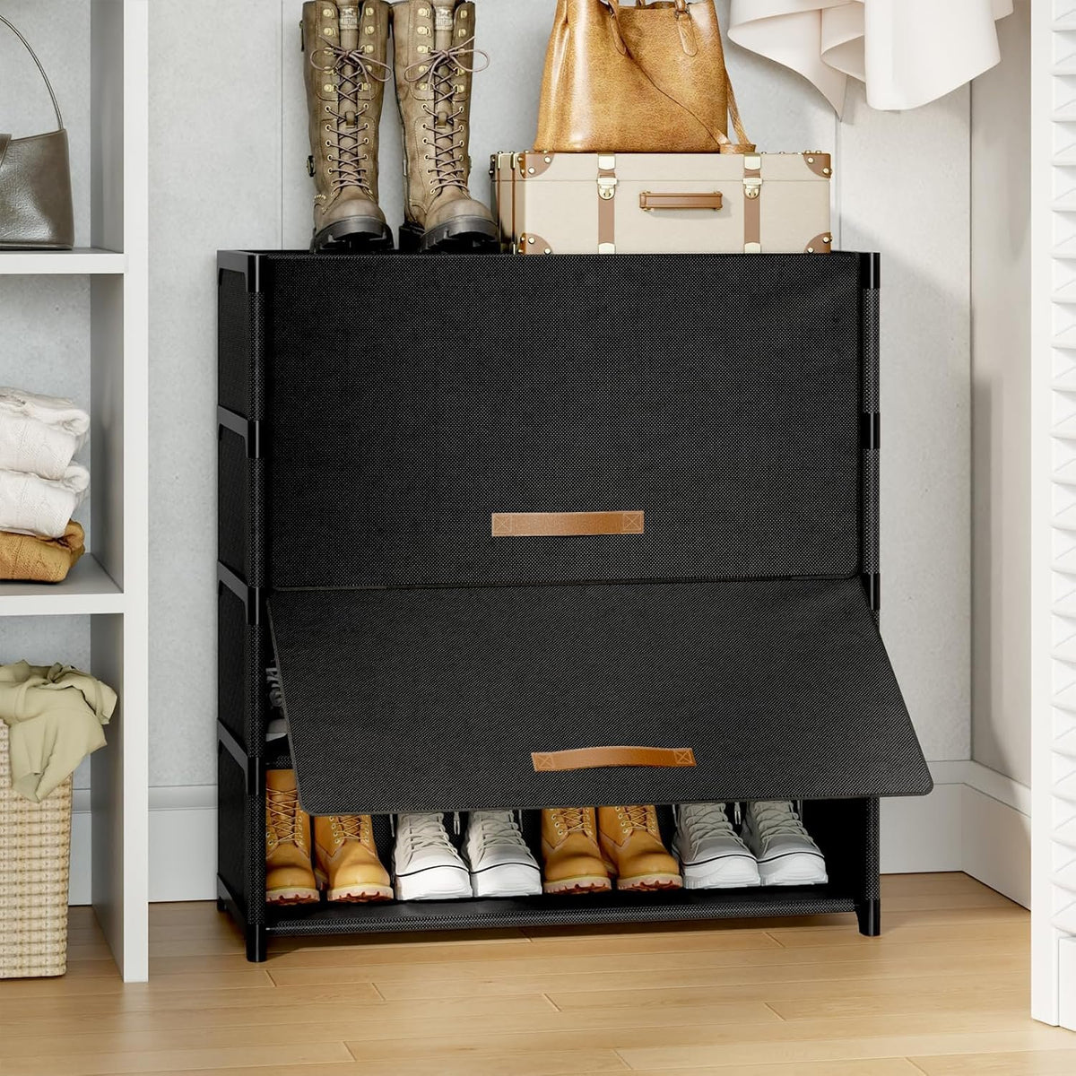 Hardy Place Entryware Fabric Shoe Cabinet with Flip-Up Doors additional product photo