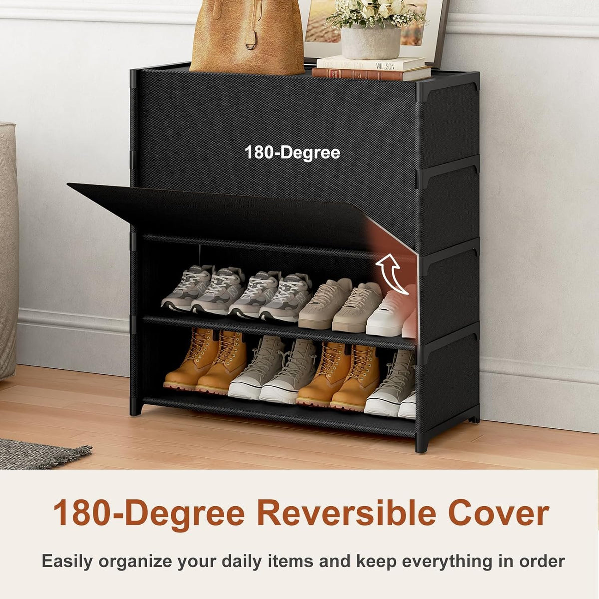 Hardy Place Entryware Fabric Shoe Cabinet with Flip-Up Doors additional product photo