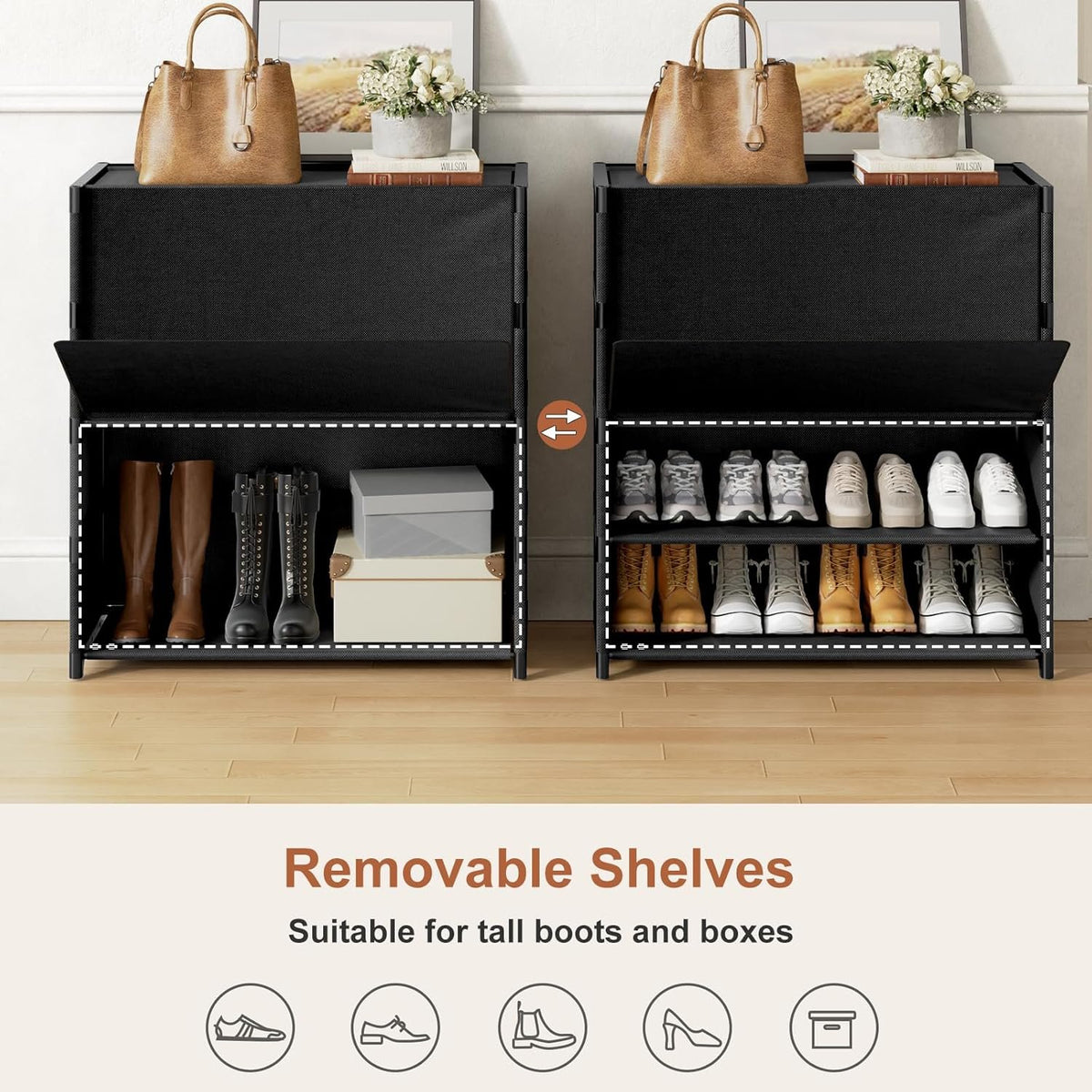 Hardy Place Entryware Fabric Shoe Cabinet with Flip-Up Doors additional product photo