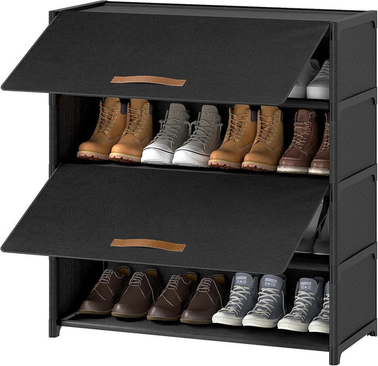 Hardy Place Entryware Fabric Shoe Cabinet with Flip-Up Doors studio product photo
