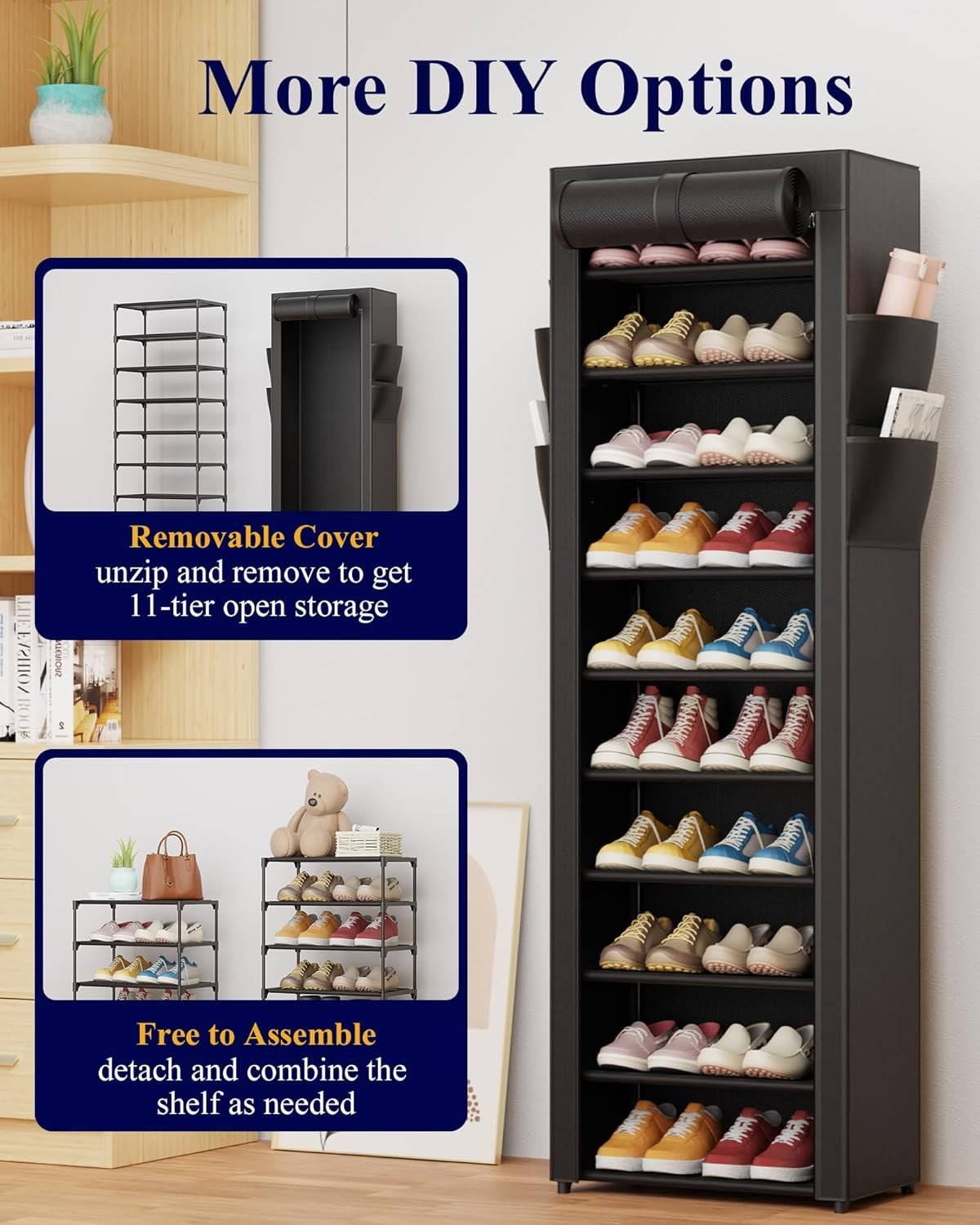 Hardy Place Entryware Covered Tall Shoe Rack with Side Pockets additional product photo