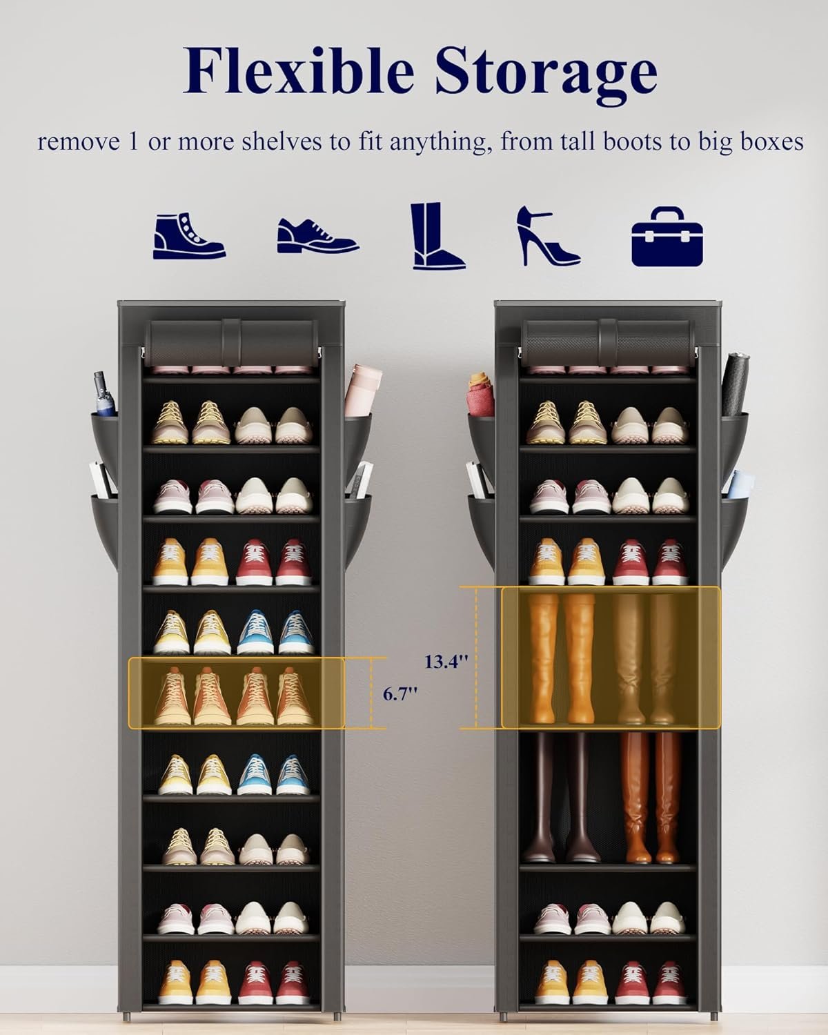 Hardy Place Entryware Covered Tall Shoe Rack with Side Pockets additional product photo