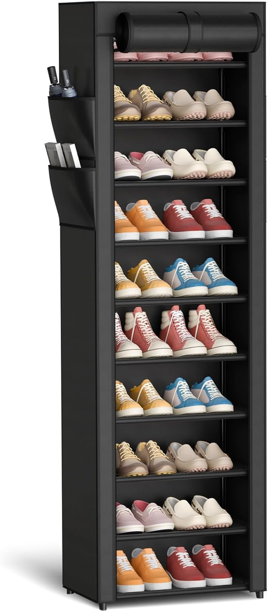 Hardy Place Entryware Covered Tall Shoe Rack with Side Pockets studio product photo