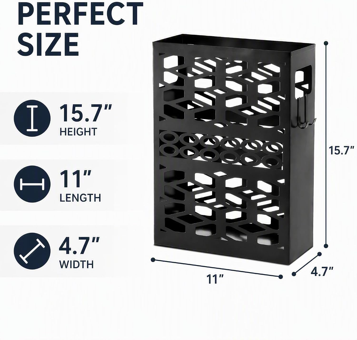 Hardy Place Entryware Rectangular Metal Umbrella Stand with Hooks additional product photo