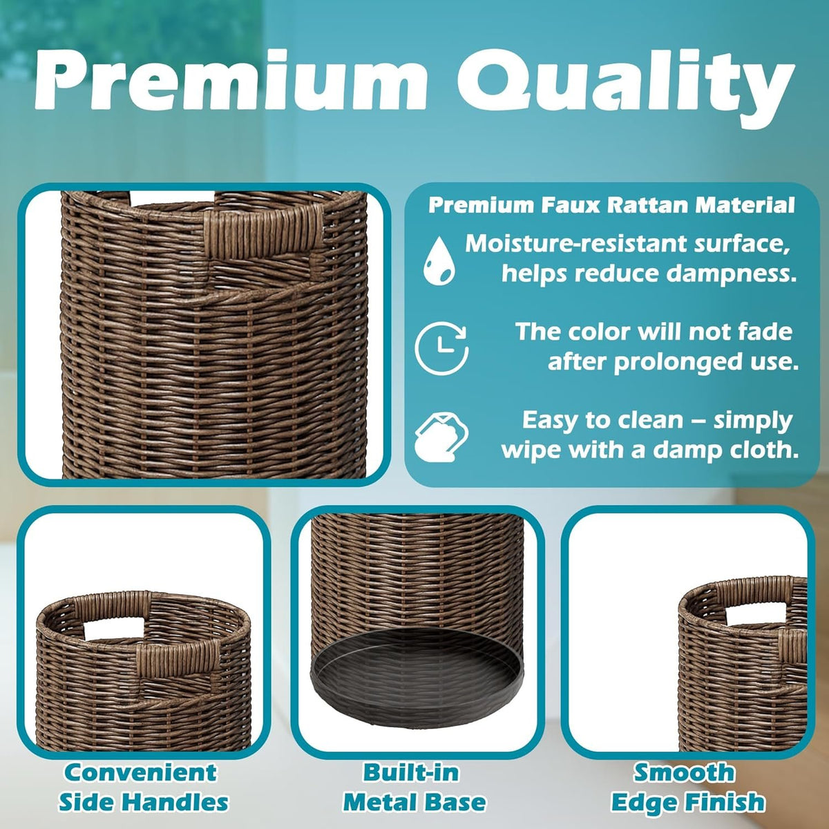 Hardy Place Entryware Faux Rattan Umbrella Holder with Metal Tray additional product photo