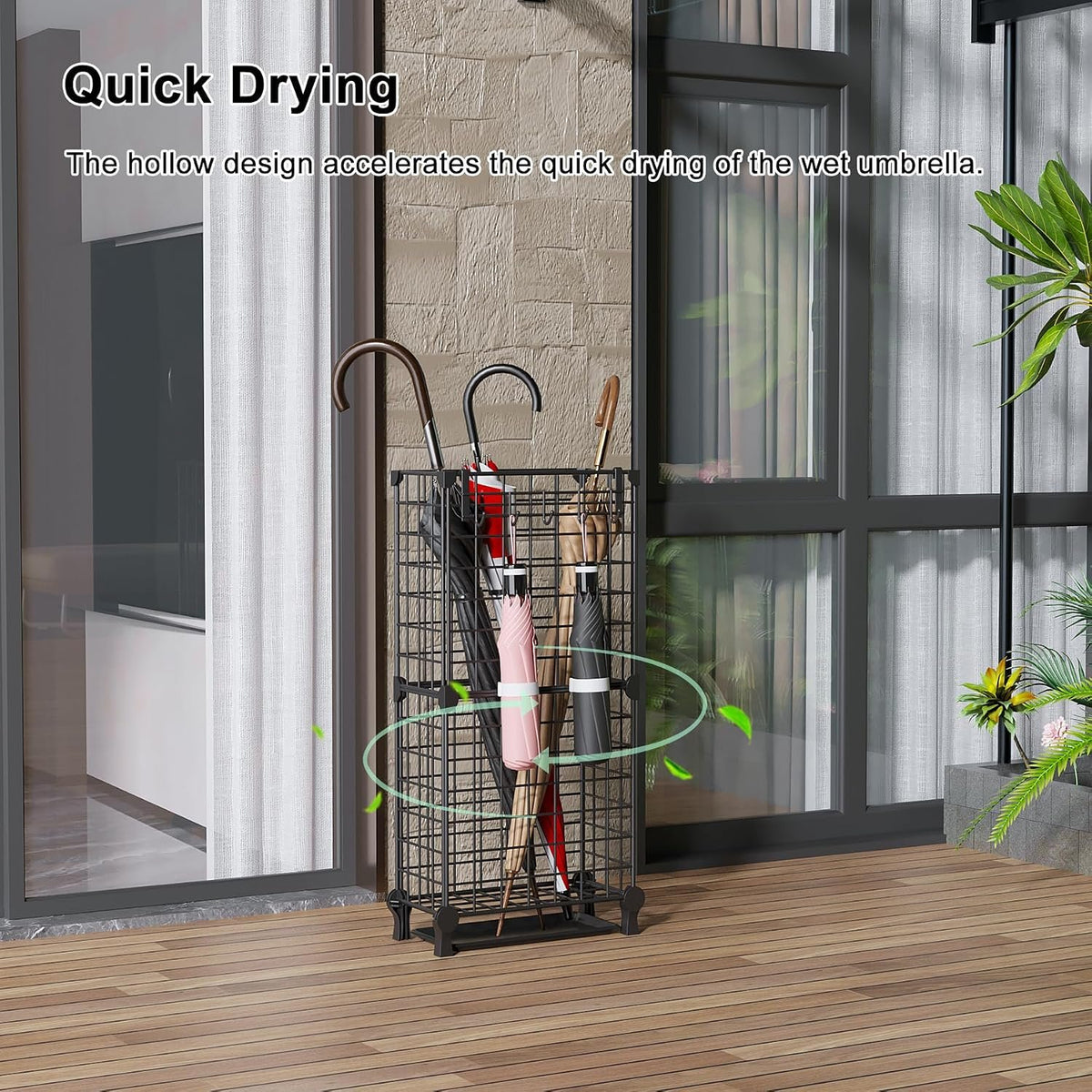 Hardy Place Entryware Grid Metal Umbrella Stand with Drip Tray additional product photo
